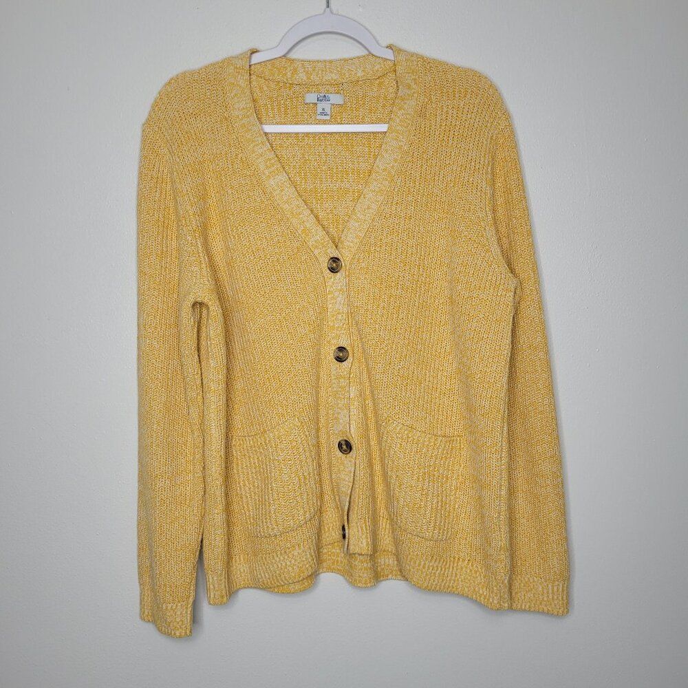 Croft and Barrow yellow knit button front grandpa fisherman sweater size xl